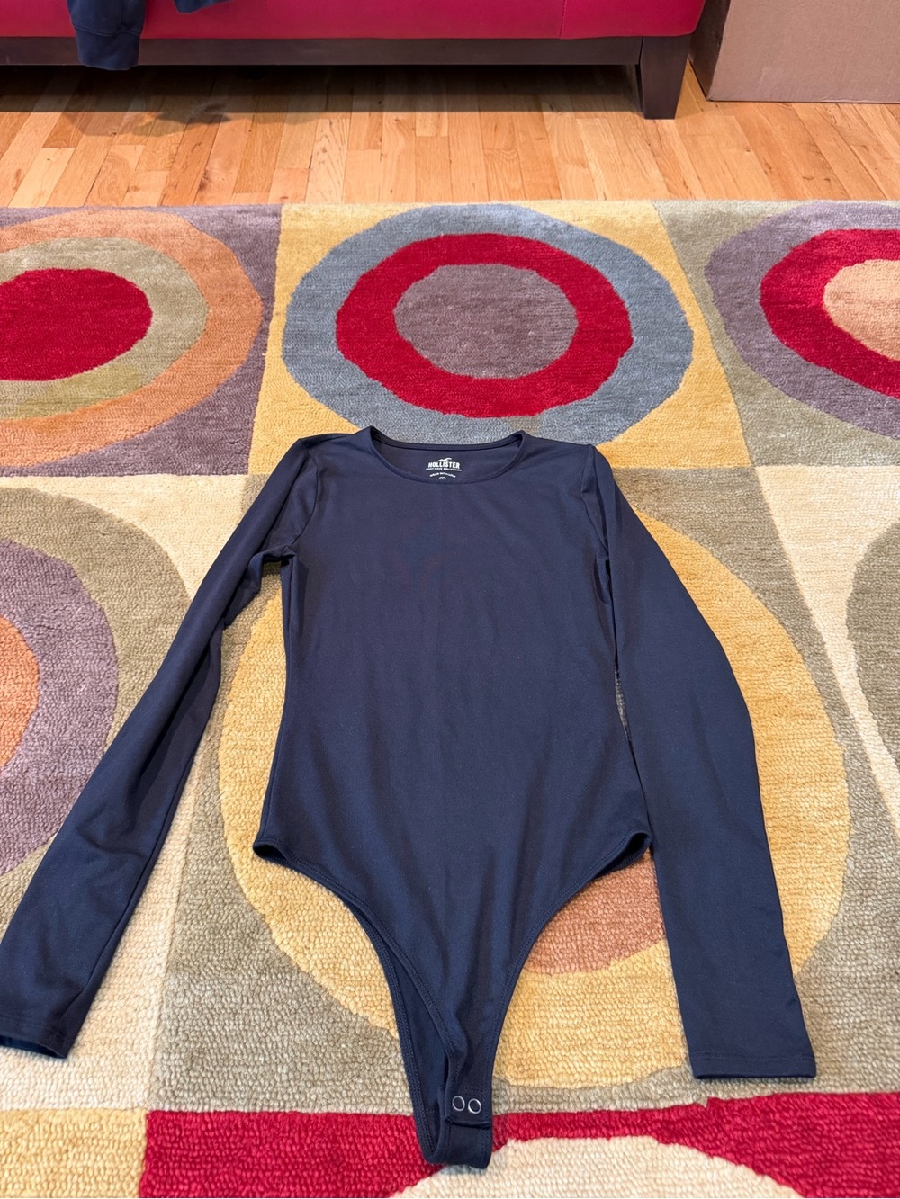 Hollister Must-Have Collection Black Basic Long Sleeve Bodysuit Thong Size Small